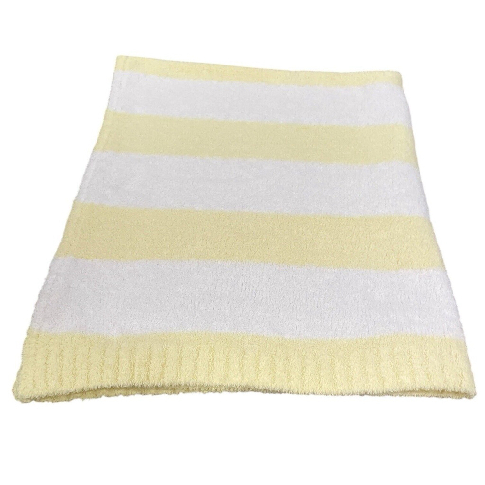 Cloud Island Chenille Stripe Baby Blanket Yellow White Stripe 30x40 in Soft Cozy - Picture 4 of 13